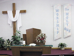 the pulpit at Grace Baptist